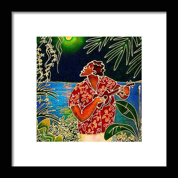 Hawaii Framed Print featuring the painting Sing Hanalei Moon by Angela Treat Lyon