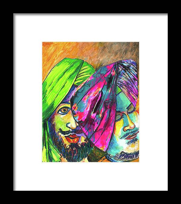 Singhs Framed Print featuring the painting Singhs and Kaurs-7 by Sarabjit Singh