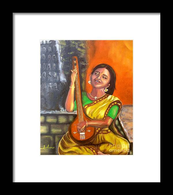 Music Framed Print featuring the painting Singing @ sunrise by Brindha Naveen