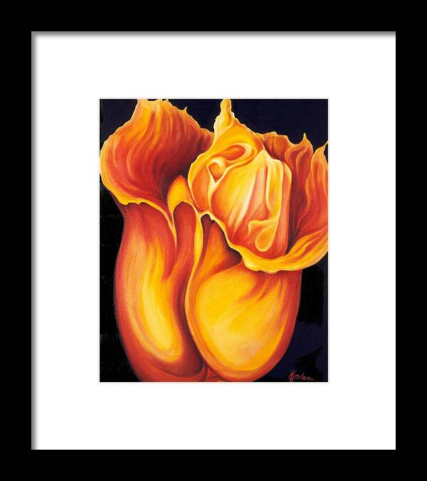 Surreal Tulip Framed Print featuring the painting Singing Tulip by Jordana Sands