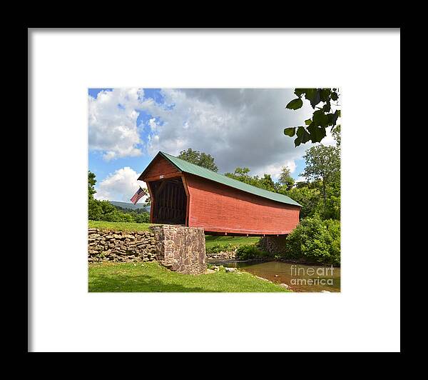 Sinking Creek Covered Bridge Giles County Virginia Framed Print featuring the photograph Sinking Creek Covered Bridge - Giles County Virginia by Kerri Farley