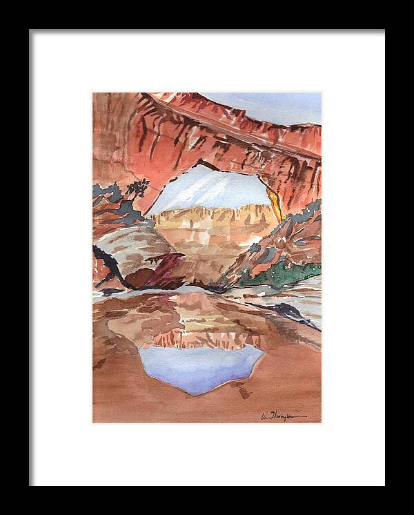 Sipapu Natural Bridge Framed Print featuring the painting Sipapu Natural Bridge by Warren Thompson