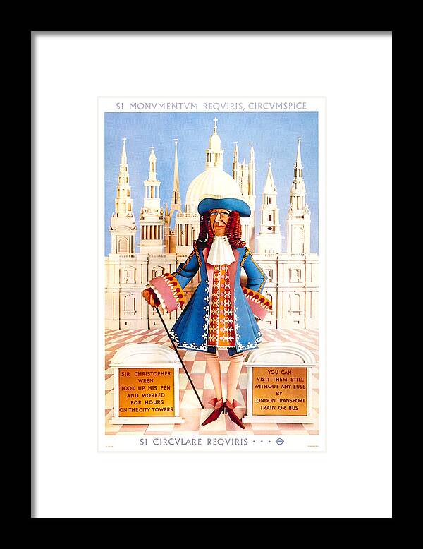 Christopher Wren Framed Print featuring the mixed media Sir Christopher Wren - St Paul's Cathedral - London Underground, London Metro - Retro travel Poster by Studio Grafiikka