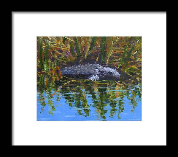 Gator Framed Print featuring the painting Sir Gator by Anne Marie Brown