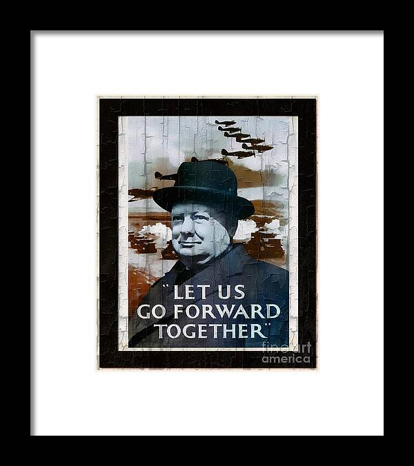 Winston Churchill Framed Print featuring the digital art Sir Winston Churchill Vintage Portrait by Ian Gledhill