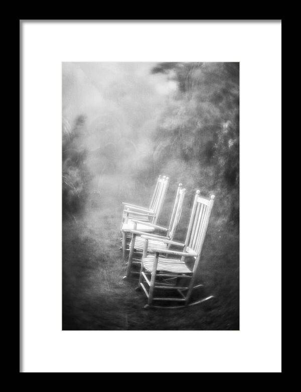 Mt. Pisgah Framed Print featuring the photograph Sit A Spell - bw by Joye Ardyn Durham