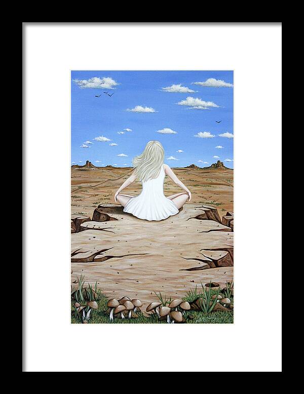Girl Framed Print featuring the painting Sittin' On The Edge by Lance Headlee