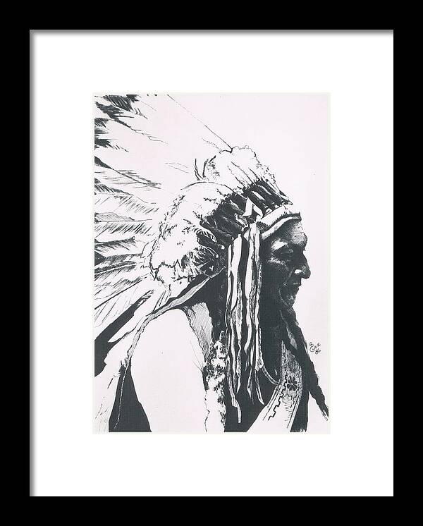 Native American Framed Print featuring the drawing Sitting Bull by Barbara Keith