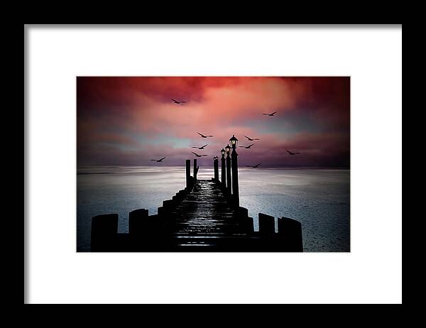 Sunset Framed Print featuring the photograph Sitting On the Dock of the Bay by Andrea Kollo