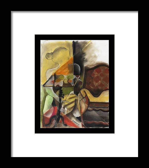 Drawing Framed Print featuring the drawing Sitting Figure II by Gideon Cohn