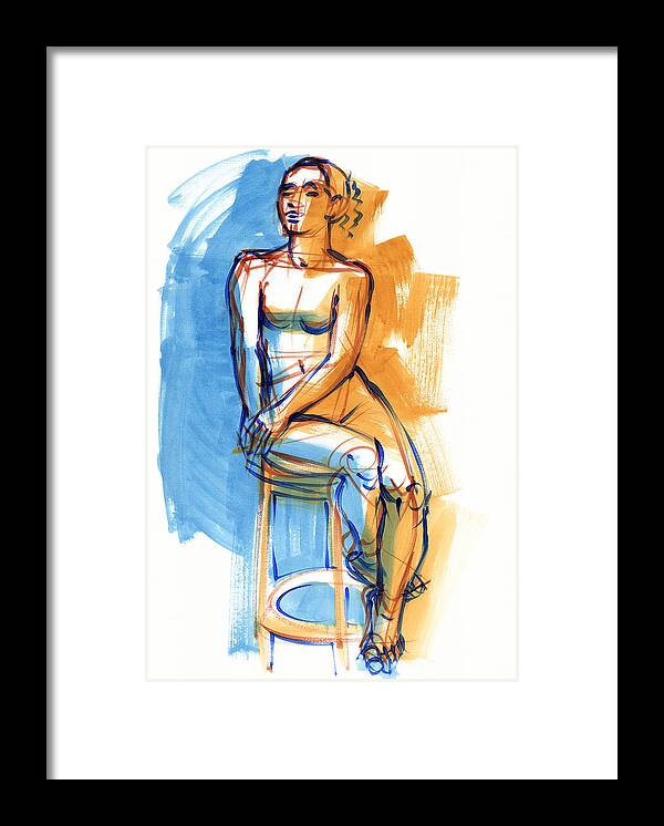 Figure Study Framed Print featuring the painting Sitting High by Judith Kunzle