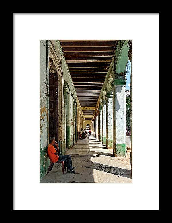 Modern Day Cuba Framed Print featuring the photograph Sitting in the Shade by Dawn Currie
