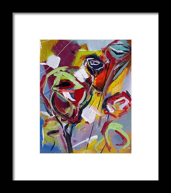 Florals Framed Print featuring the painting Six Roses by John Gholson