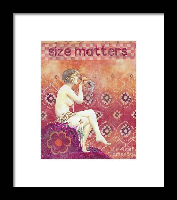 Sensual Framed Print featuring the mixed media Size Matters by Desiree Paquette