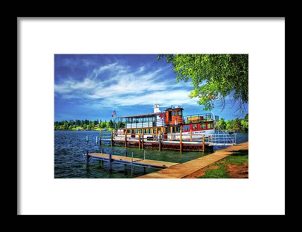 Skaneateles Lake Cruise Boat Framed Print featuring the photograph Skaneateles Lake Cruise Boat by Carolyn Derstine