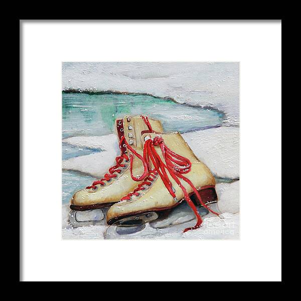 Skates Framed Print featuring the painting Skating Dreams by Portraits By NC