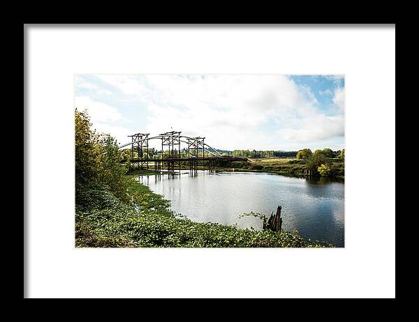 Willamette Slough Framed Print featuring the photograph Skeleton Bridge by Tom Cochran