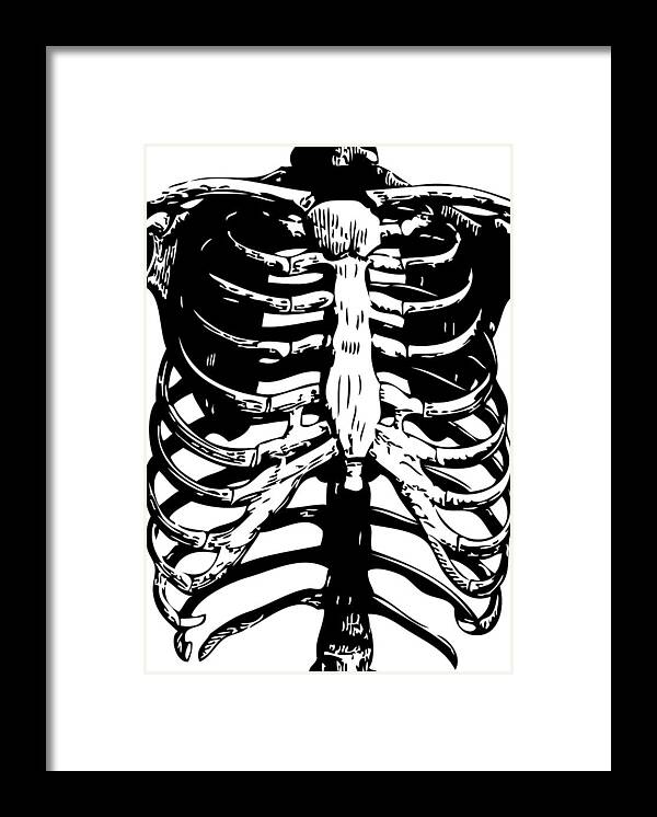 Skeleton Ribs Framed Print featuring the digital art Skeleton Ribs by Eclectic at Heart