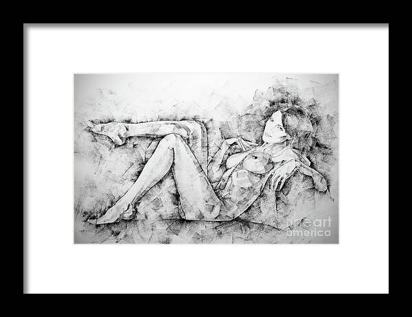 Art Framed Print featuring the drawing SketchBook Page 46 Drawing Woman Classical Sitting Pose by Dimitar Hristov