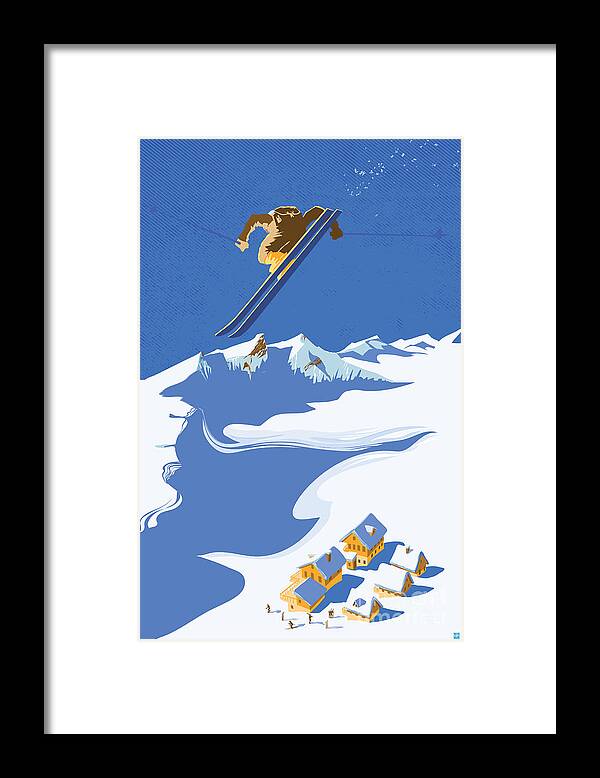 Ski Framed Print featuring the painting Sky Skier by Sassan Filsoof
