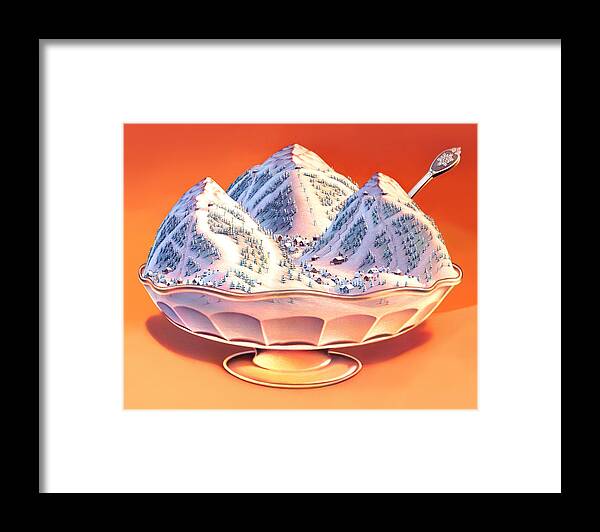 Ski Hills Framed Print featuring the drawing Skiers Sundae by Robin Moline