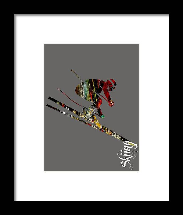 Ski Framed Print featuring the mixed media Skiing Collection by Marvin Blaine