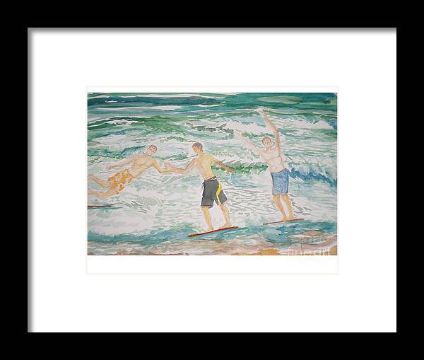 Seascape Framed Print featuring the painting Skim Boarding Daytona Beach by Hal Newhouser