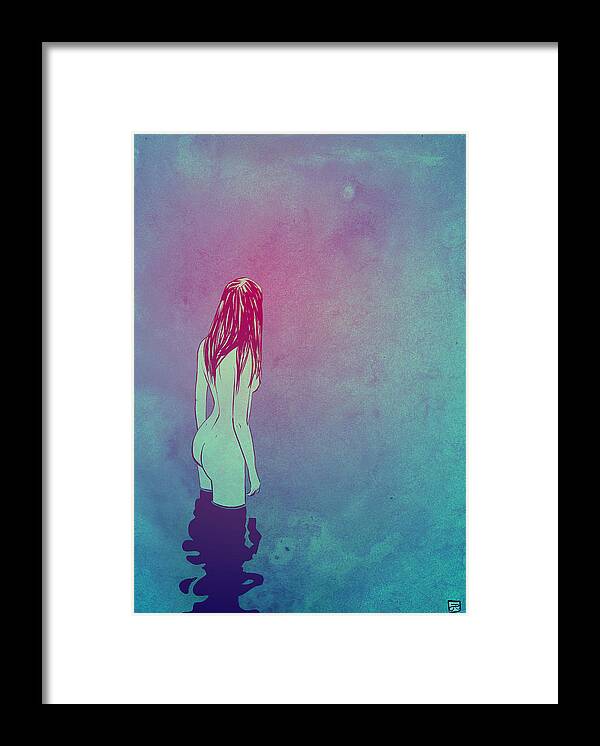 Naked Framed Print featuring the drawing Skinny Dipping by Giuseppe Cristiano