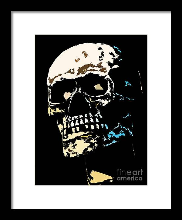 Fake Framed Print featuring the photograph Skull against a dark background by Nick Biemans