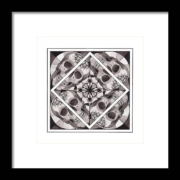 Mandala Framed Print featuring the mixed media Skull Mandala series number two by Deadcharming Art