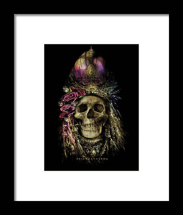 Flowers Framed Print featuring the digital art Skull Art Queen SS16 - Pink by Xrista Stavrou