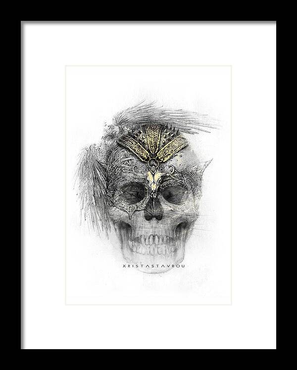 Flowers Framed Print featuring the digital art Skull warrior by Xrista Stavrou