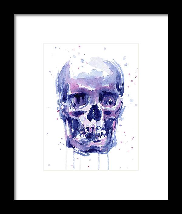 Skull Framed Print featuring the painting Skull Watercolor by Olga Shvartsur