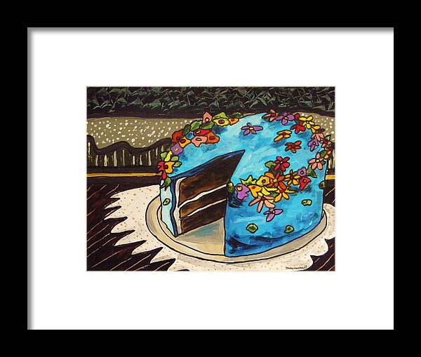 Sky Blue Cake Framed Print featuring the painting Sky Blue Cake by John Williams