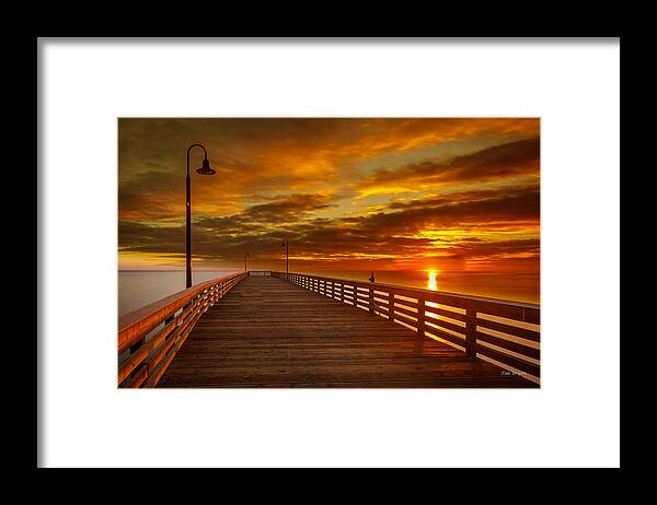 Pier Framed Print featuring the photograph Sky Fire by Tim Bryan