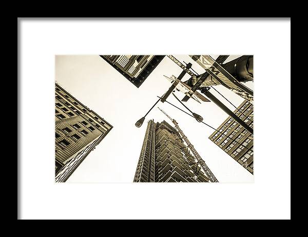 Skyscrapers Framed Print featuring the digital art Skyscrapers in New york seen from by Perry Van Munster