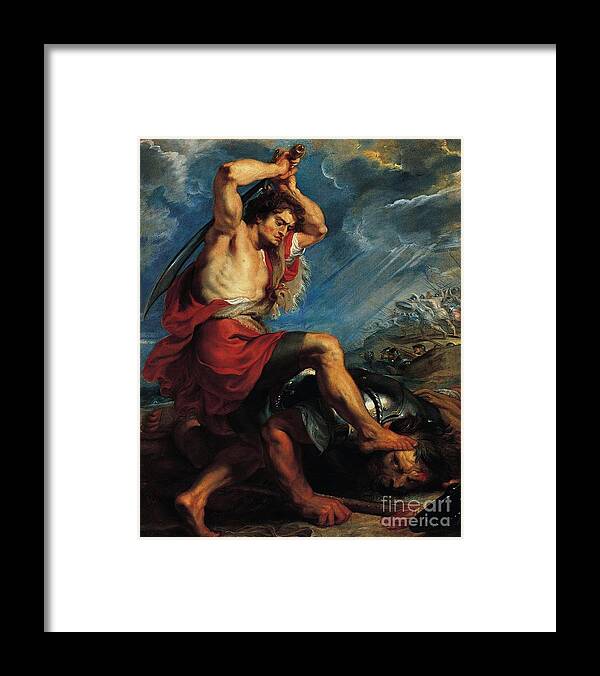 Peter Paul Rubens David - Slaying Goliath. Man Framed Print featuring the painting Slaying Goliath by MotionAge Designs
