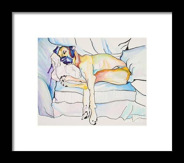 Great Dane Framed Print featuring the painting Sleeping Beauty by Pat Saunders-White