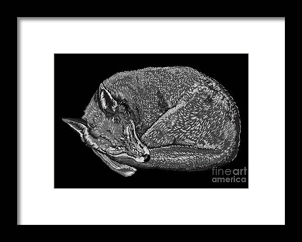 Fox Framed Print featuring the digital art Sleeping Fox by Stevyn Llewellyn