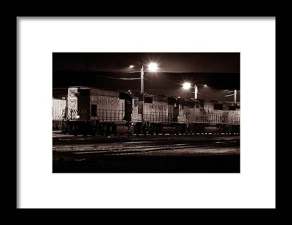 Trains Framed Print featuring the photograph Sleeping Giants - Union Pacific Engines by Steven Milner