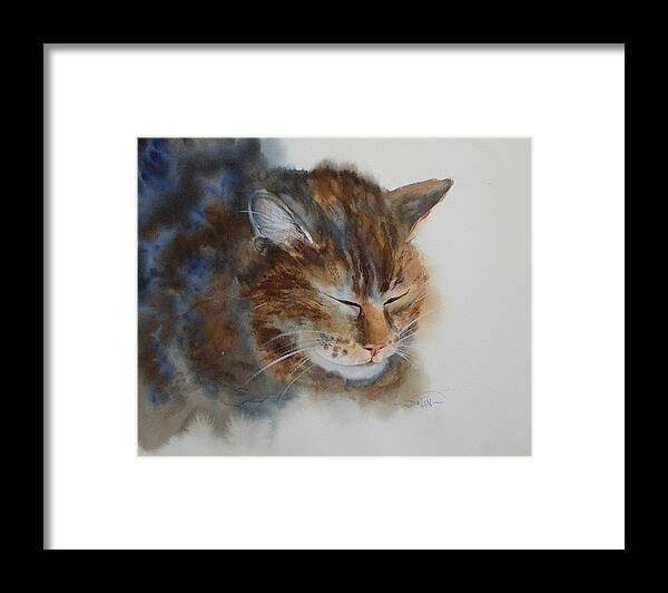 Cat Framed Print featuring the painting Sleeping Tiger by Pat Dolan