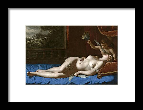 Artemisia Gentileschi Framed Print featuring the painting Sleeping Venus by Artemisia Gentileschi