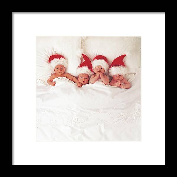 Holiday Framed Print featuring the photograph Sleepy Santas by Anne Geddes