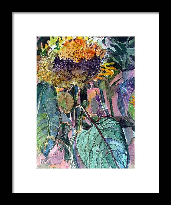 Sunflower Framed Print featuring the painting Sleepy Sunflower by Mindy Newman