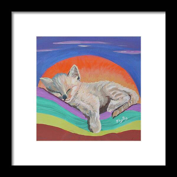 Kitten Framed Print featuring the painting Sleepy Time by Phyllis Kaltenbach
