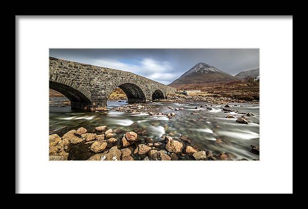 Bridge Framed Print featuring the photograph Sligachan bridge Isle of Skye Scotland United Kingdom by Giuseppe Milo