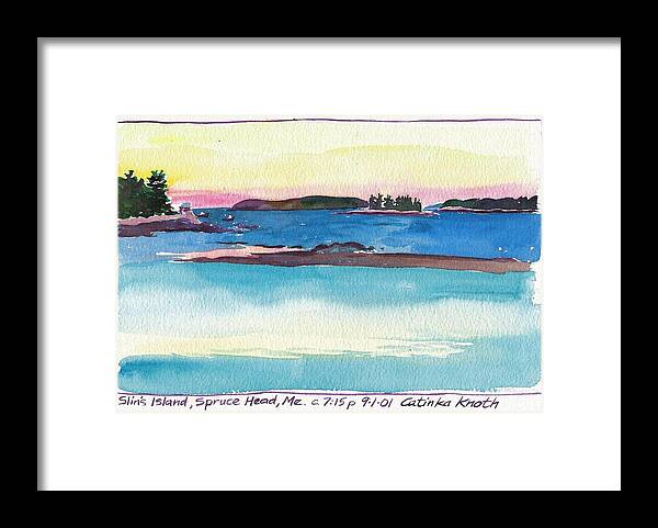  Framed Print featuring the painting Slins Island Spruce Head Maine by Catinka Knoth