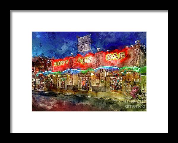 Sloppy Joes Framed Print featuring the painting Sloppy Joes Key West by Jon Neidert