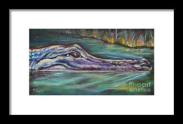 Swamp Framed Print featuring the painting Sly Gator by Patricia Piffath