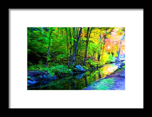Digital Painting Framed Print featuring the painting Small creek by Lilia S